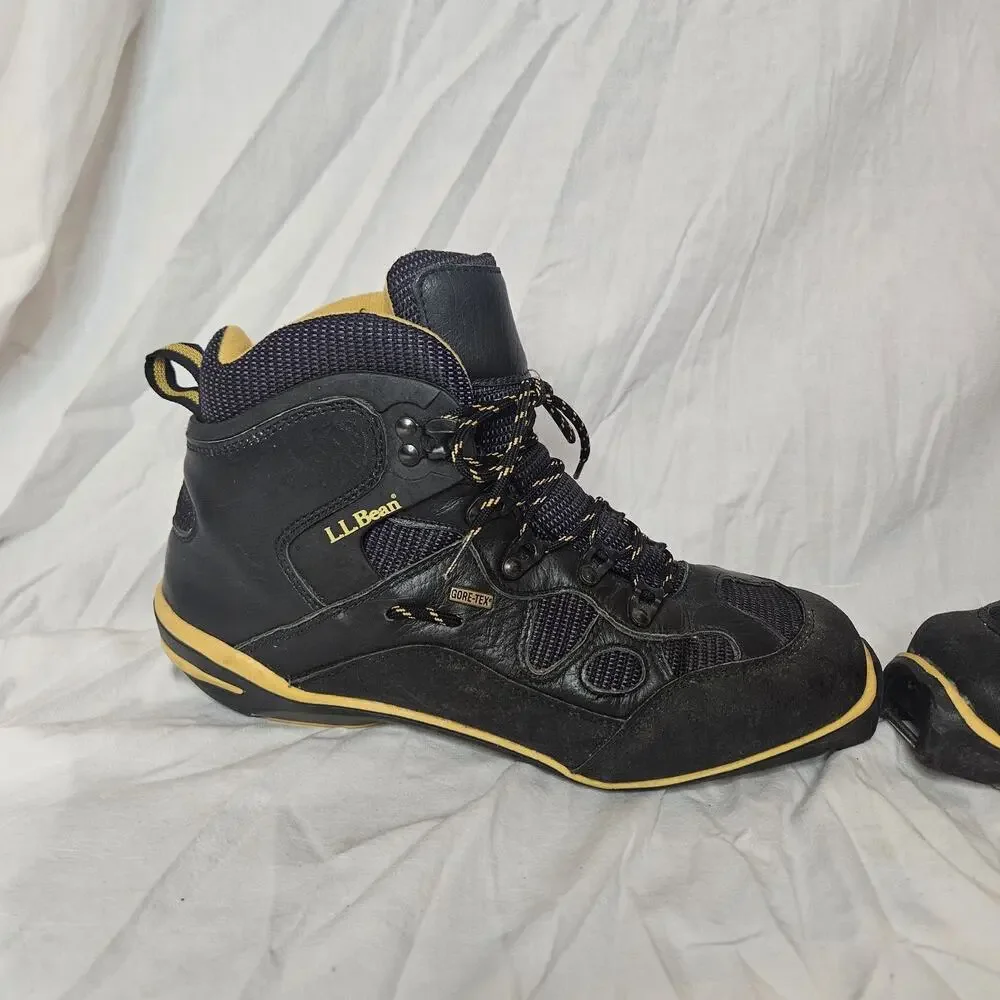 LL Bean Woman's Black and Yellow Ski Shoes Gore-Tex 10.5 UK 45 EU